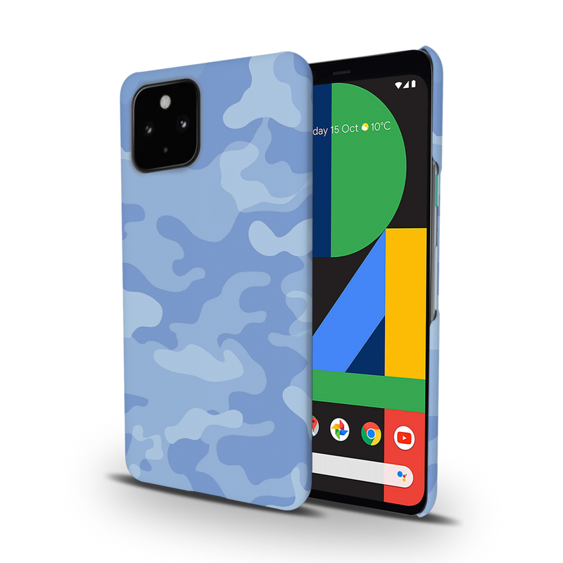 Blue and White Camouflage Printed Slim Cases and Cover for Pixel 4A