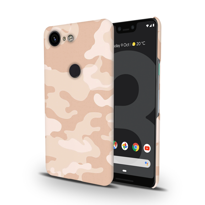 Cream and White Camouflage Printed Slim Cases and Cover for Pixel 3