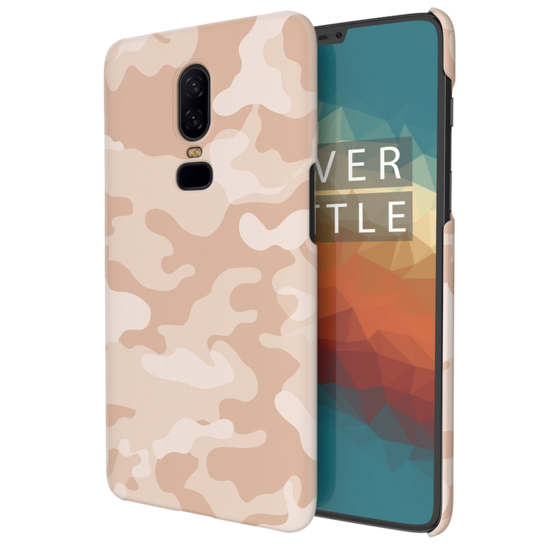 Cream and White Camouflage Printed Slim Cases and Cover for OnePlus 6