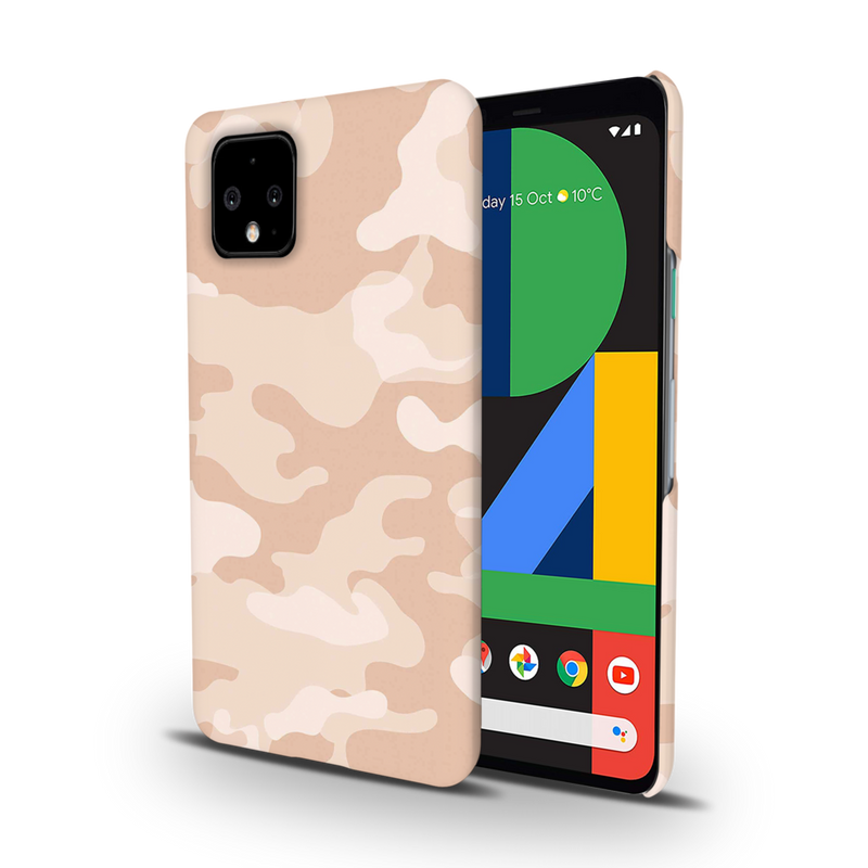 Cream and White Camouflage Printed Slim Cases and Cover for Pixel 4
