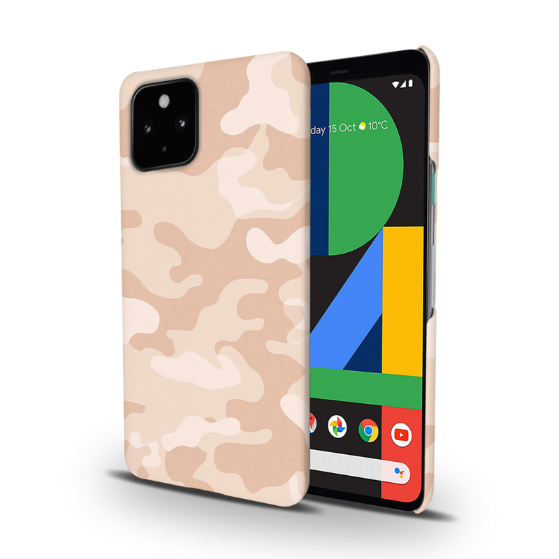 Cream and White Camouflage Printed Slim Cases and Cover for Pixel 4A