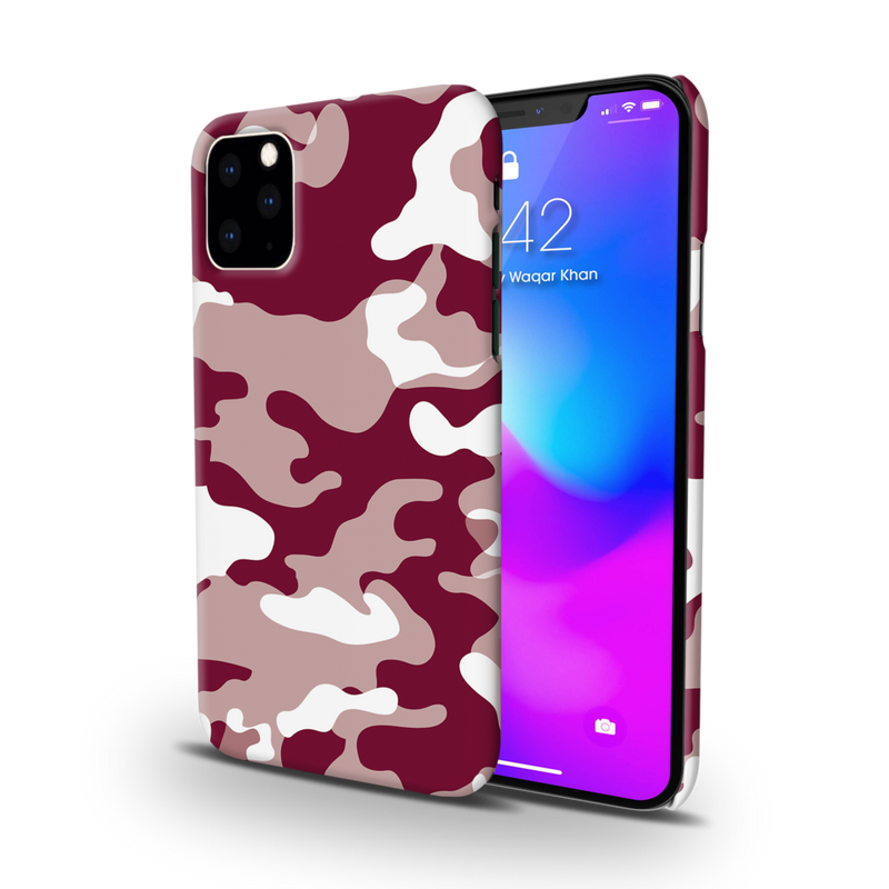 Maroon and White Camouflage Printed Slim Cases and Cover for iPhone 11 Pro