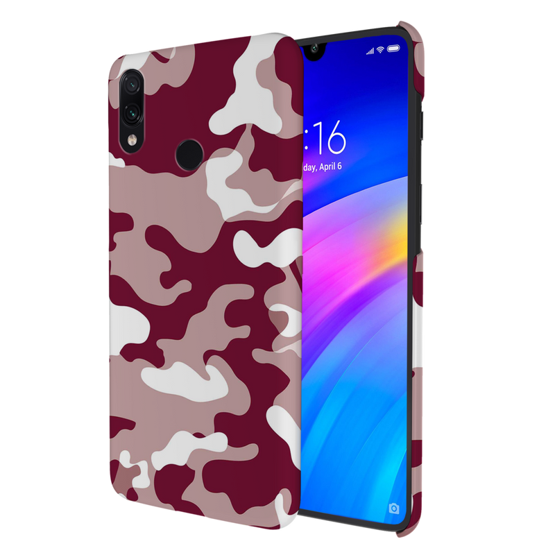 Maroon and White Camouflage Printed Slim Cases and Cover for Redmi Note 7 Pro