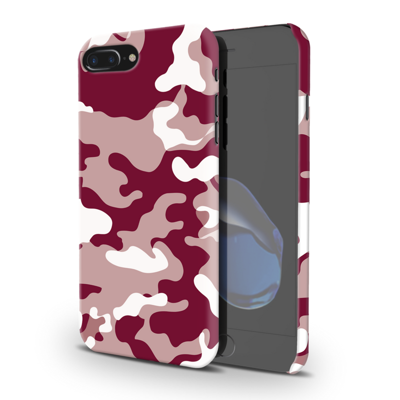 Maroon and White Camouflage Printed Slim Cases and Cover for iPhone 8 Plus