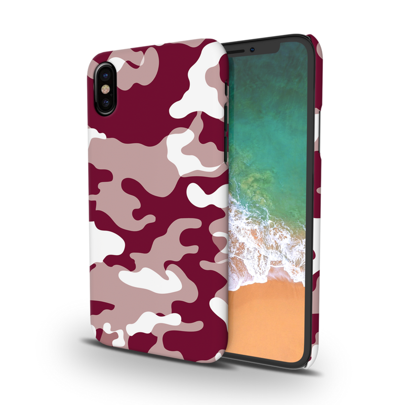 Maroon and White Camouflage Printed Slim Cases and Cover for iPhone XS