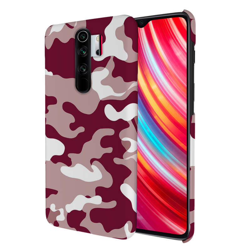 Maroon and White Camouflage Printed Slim Cases and Cover for Redmi Note 8 Pro