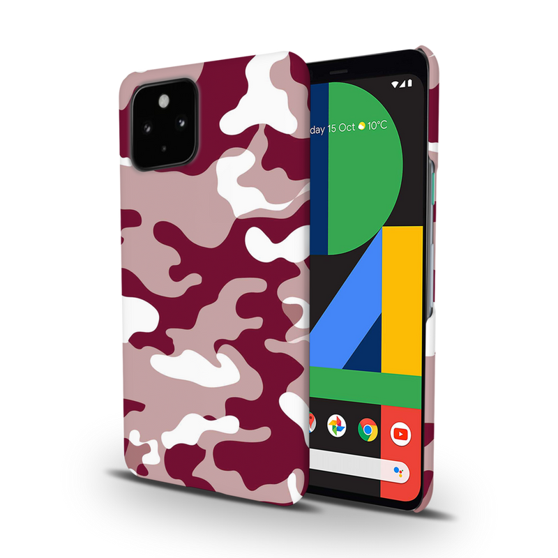 Maroon and White Camouflage Printed Slim Cases and Cover for Pixel 4A