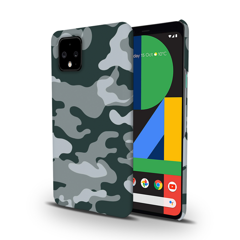Olive Green and White Camouflage Printed Slim Cases and Cover for Pixel 4