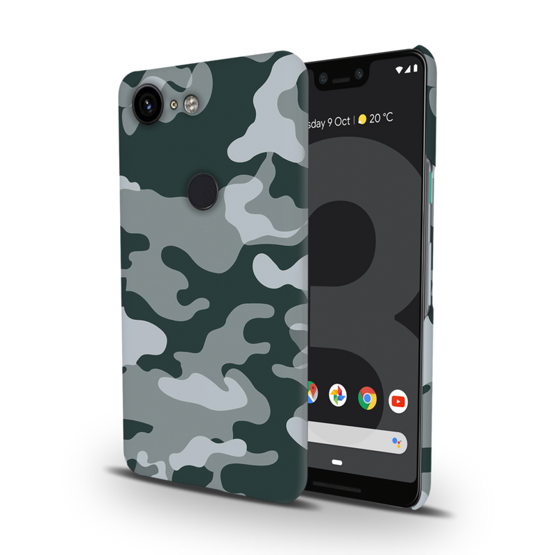 Olive Green and White Camouflage Printed Slim Cases and Cover for Pixel 3