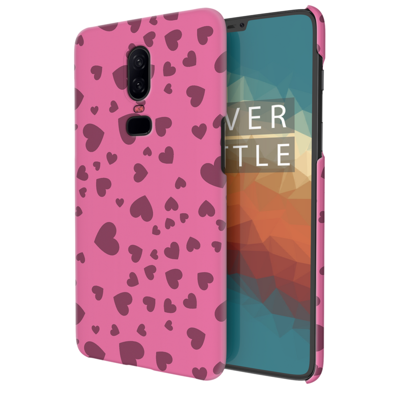 Pink Hearts Printed Slim Cases and Cover for OnePlus 6