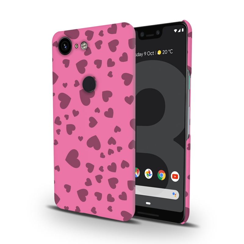 Pink Hearts Printed Slim Cases and Cover for Pixel 3