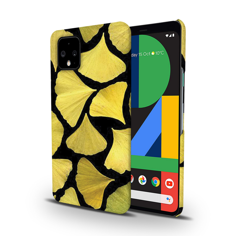 Yellow Leafs Printed Slim Cases and Cover for Pixel 4XL