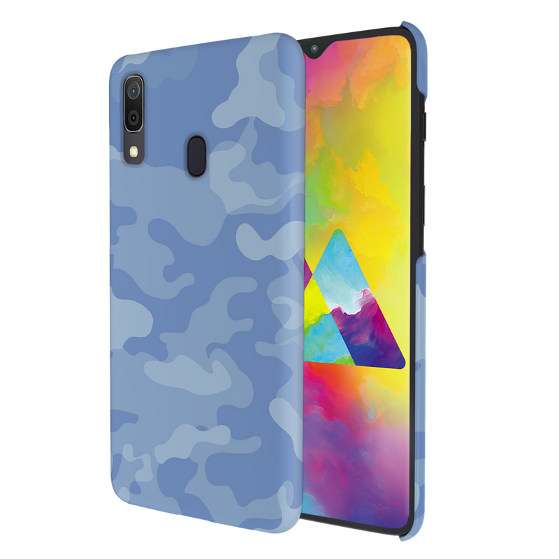 Blue and White Camouflage Printed Slim Cases and Cover for Galaxy A20