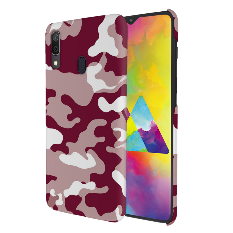 Maroon and White Camouflage Printed Slim Cases and Cover for Galaxy A30