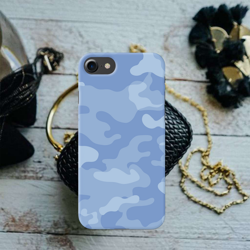 Blue and White Camouflage Printed Slim Cases and Cover for iPhone 8