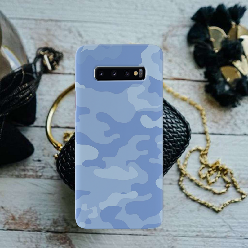 Blue and White Camouflage Printed Slim Cases and Cover for Galaxy S10 Plus