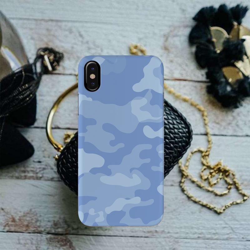 Blue and White Camouflage Printed Slim Cases and Cover for iPhone XS