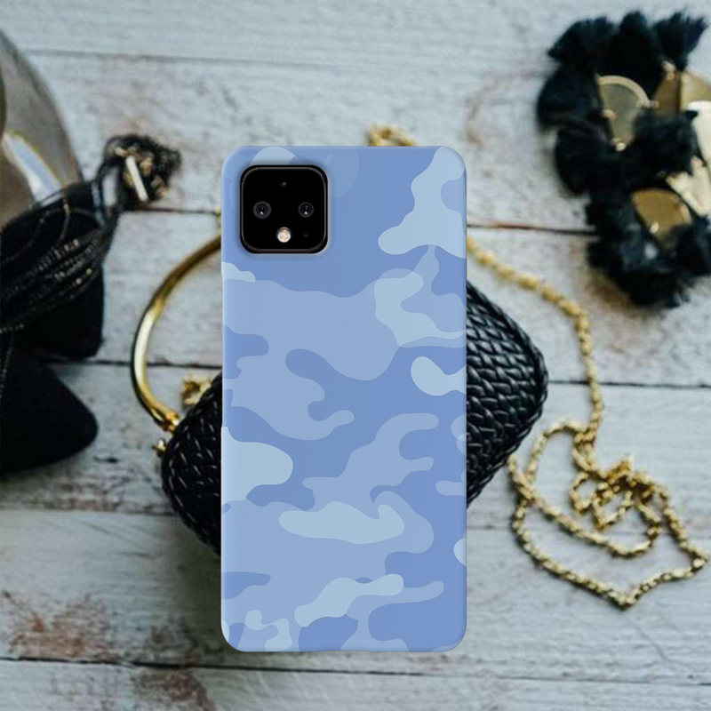 Blue and White Camouflage Printed Slim Cases and Cover for Pixel 4