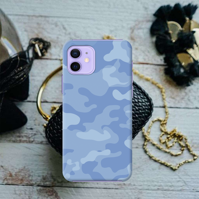 Blue and White Camouflage Printed Slim Cases and Cover for iPhone 12 Mini