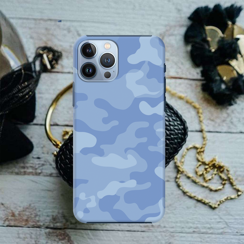 Blue and White Camouflage Printed Slim Cases and Cover for iPhone 13 Pro Max