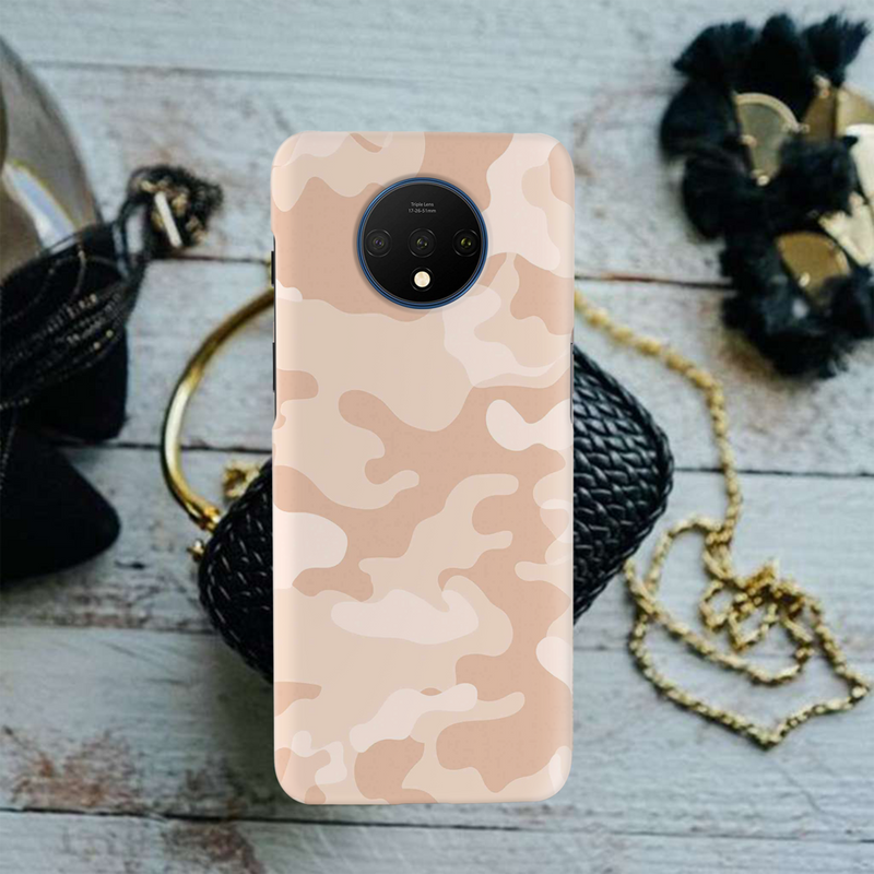Cream and White Camouflage Printed Slim Cases and Cover for OnePlus 7T