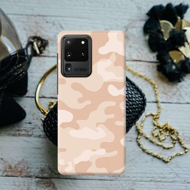 Cream and White Camouflage Printed Slim Cases and Cover for Galaxy S20 Ultra