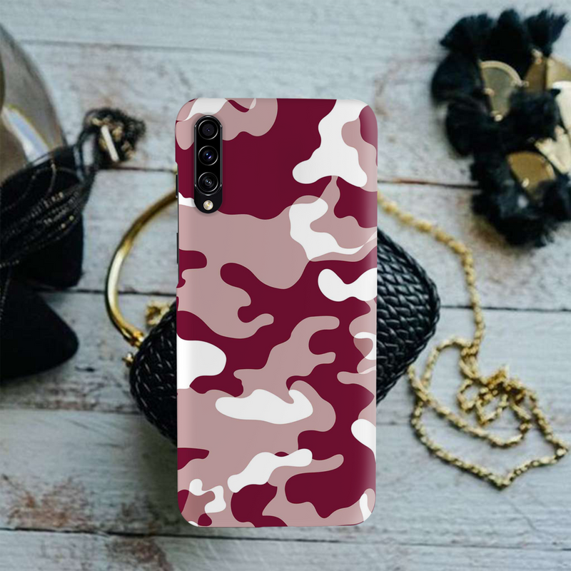 Maroon and White Camouflage Printed Slim Cases and Cover for Galaxy A70