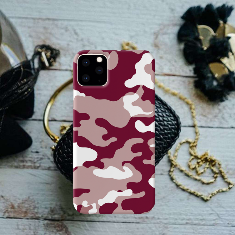 Maroon and White Camouflage Printed Slim Cases and Cover for iPhone 11 Pro