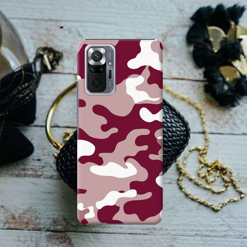 Maroon and White Camouflage Printed Slim Cases and Cover for Redmi Note 10 Pro
