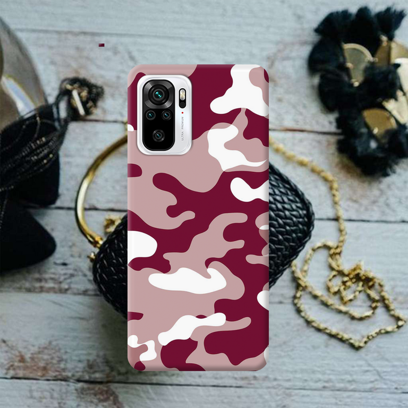 Maroon and White Camouflage Printed Slim Cases and Cover for Redmi Note 10