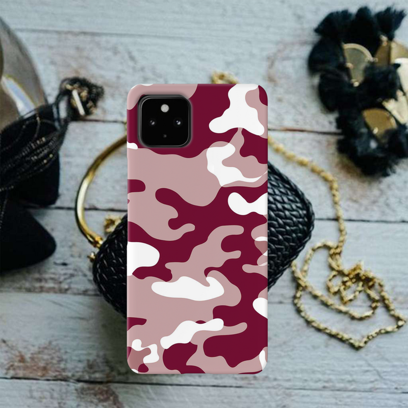 Maroon and White Camouflage Printed Slim Cases and Cover for Pixel 4A