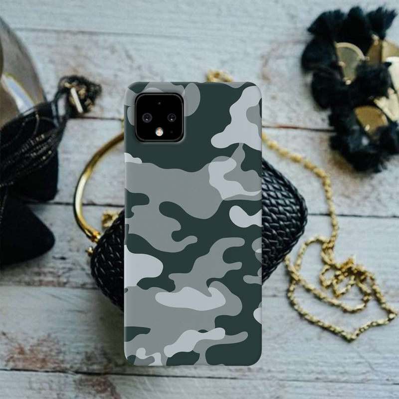 Olive Green and White Camouflage Printed Slim Cases and Cover for Pixel 4