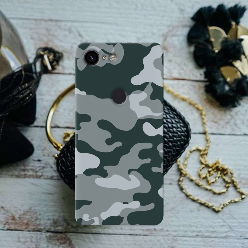 Olive Green and White Camouflage Printed Slim Cases and Cover for Pixel 3