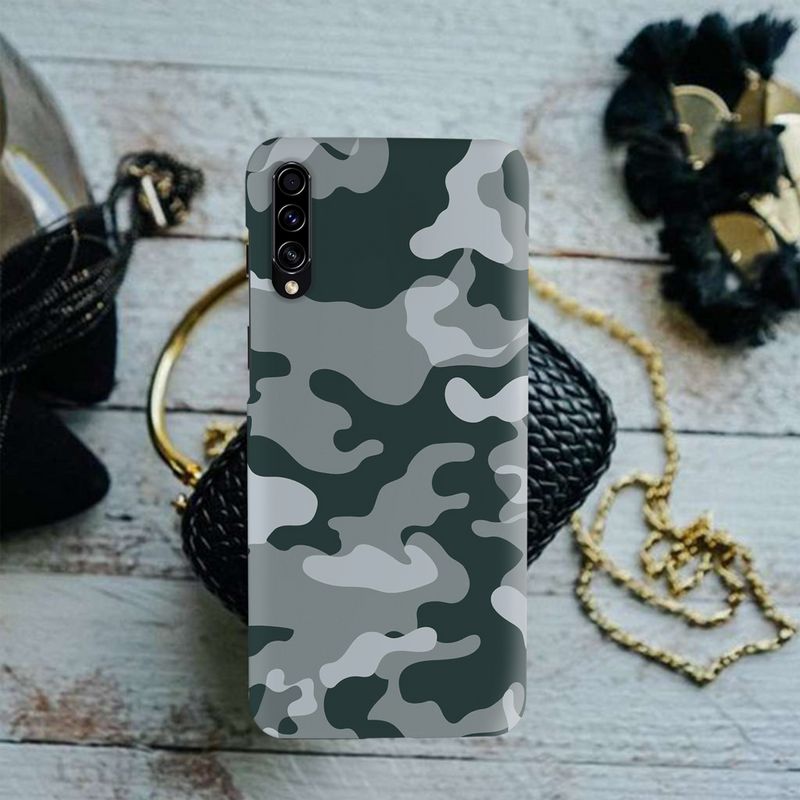 Olive Green and White Camouflage Printed Slim Cases and Cover for Galaxy A70