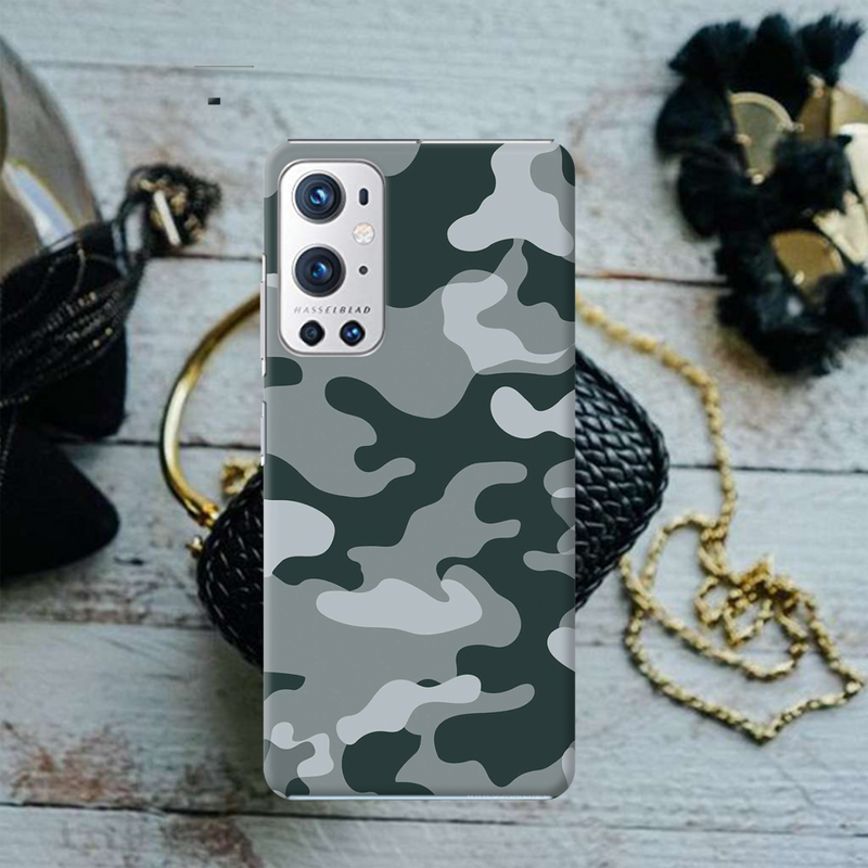 Olive Green and White Camouflage Printed Slim Cases and Cover for OnePlus 9R