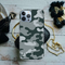 Olive Green and White Camouflage Printed Slim Cases and Cover for iPhone 13 Pro