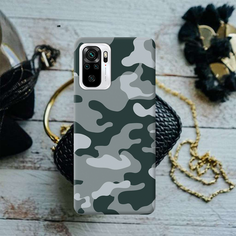 Olive Green and White Camouflage Printed Slim Cases and Cover for Redmi Note 10