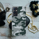 Olive Green and White Camouflage Printed Slim Cases and Cover for OnePlus 9 Pro