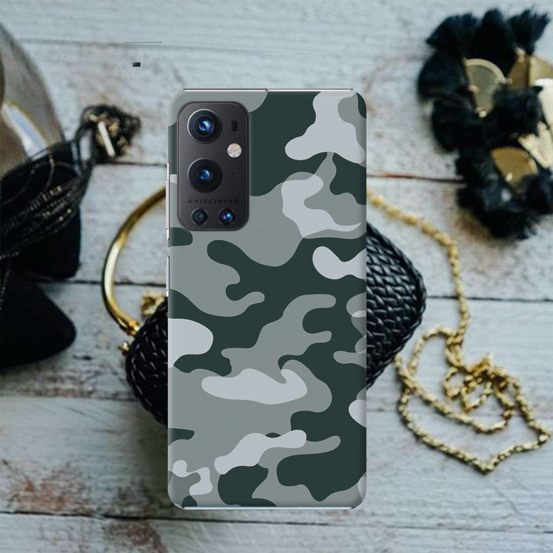 Olive Green and White Camouflage Printed Slim Cases and Cover for OnePlus 9 Pro