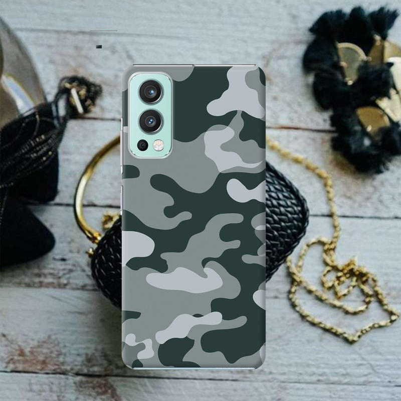 Olive Green and White Camouflage Printed Slim Cases and Cover for OnePlus Nord 2
