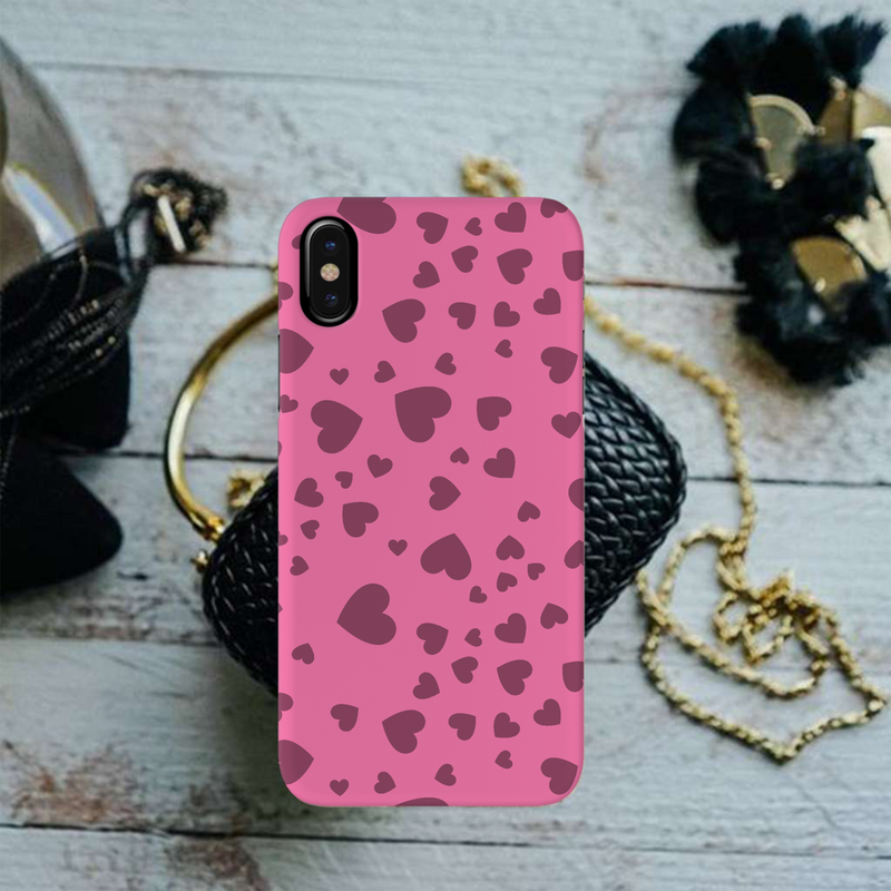 Pink Hearts Printed Slim Cases and Cover for iPhone X