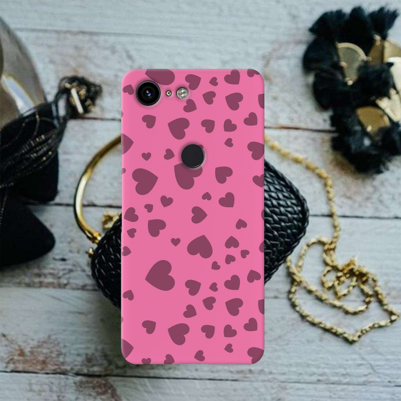 Pink Hearts Printed Slim Cases and Cover for Pixel 3