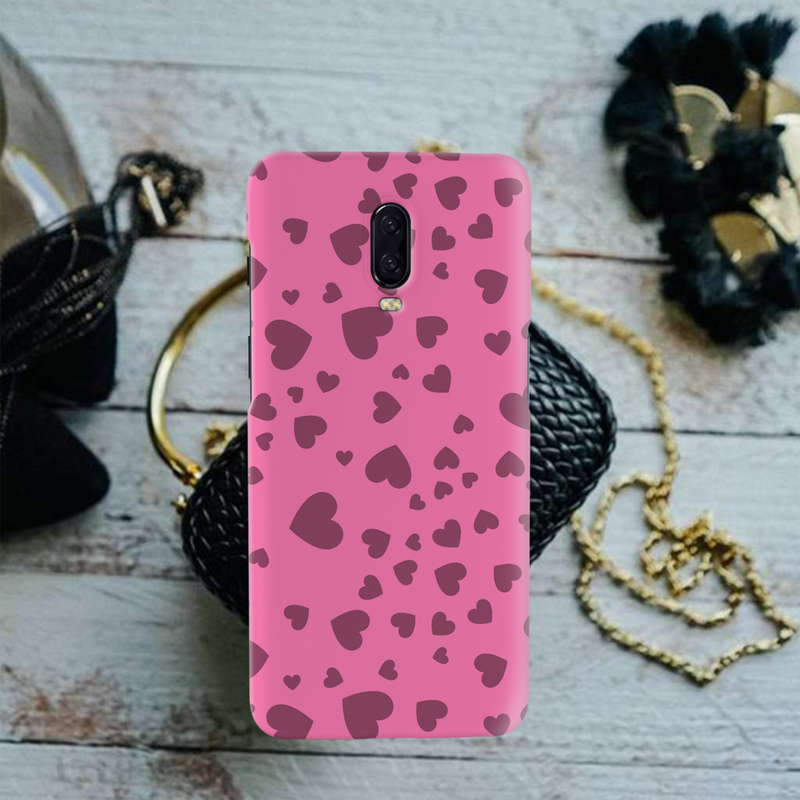 Pink Hearts Printed Slim Cases and Cover for OnePlus 6T