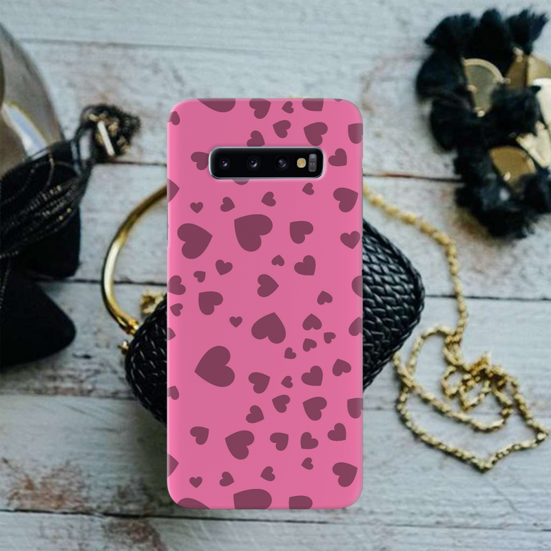 Pink Hearts Printed Slim Cases and Cover for Galaxy S10