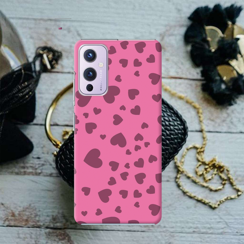 Pink Hearts Printed Slim Cases and Cover for OnePlus 9