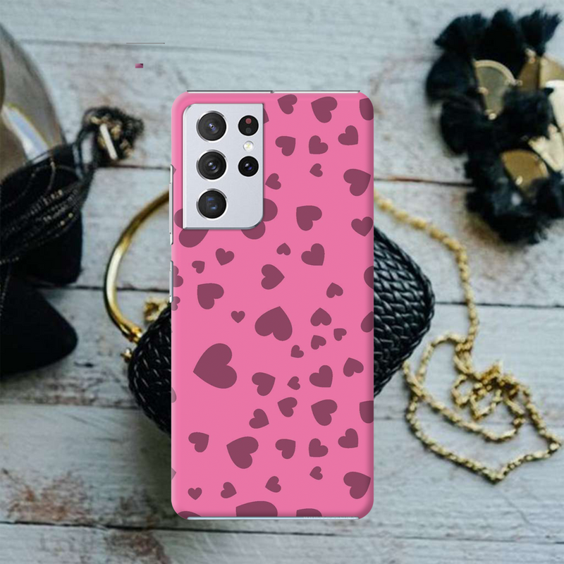 Pink Hearts Printed Slim Cases and Cover for Galaxy S21 Ultra