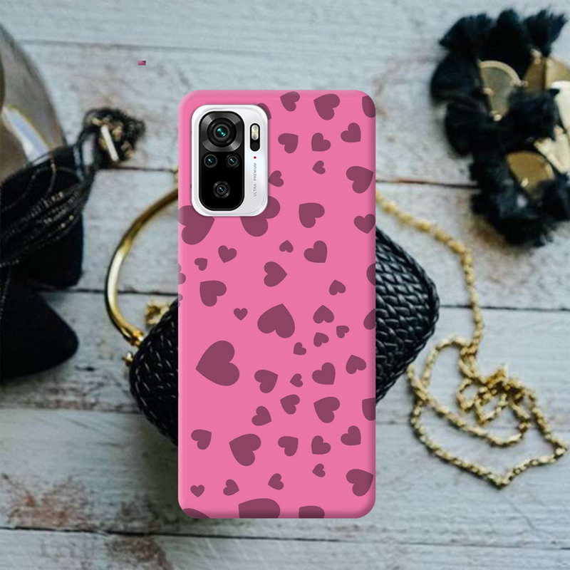 Pink Hearts Printed Slim Cases and Cover for Redmi Note 10