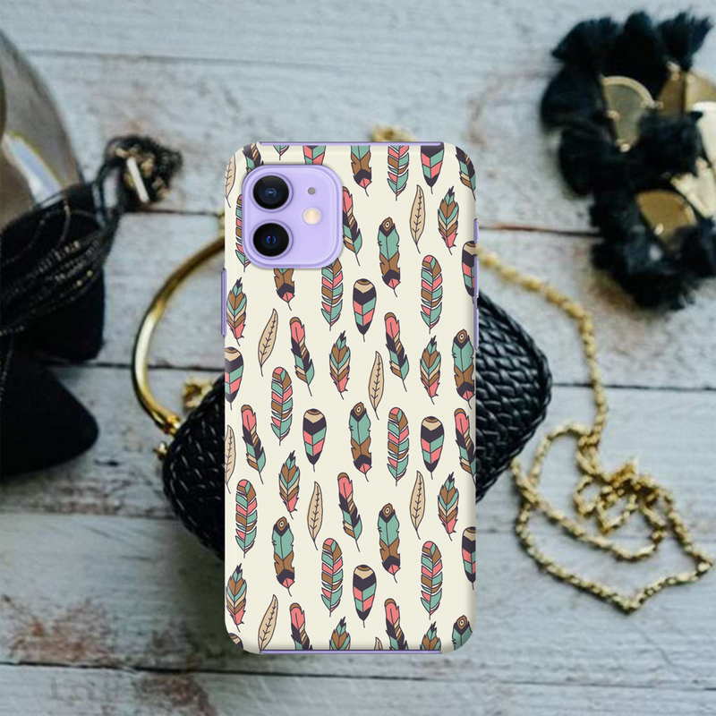 Feather pattern Printed Slim Cases and Cover for iPhone 12 Mini