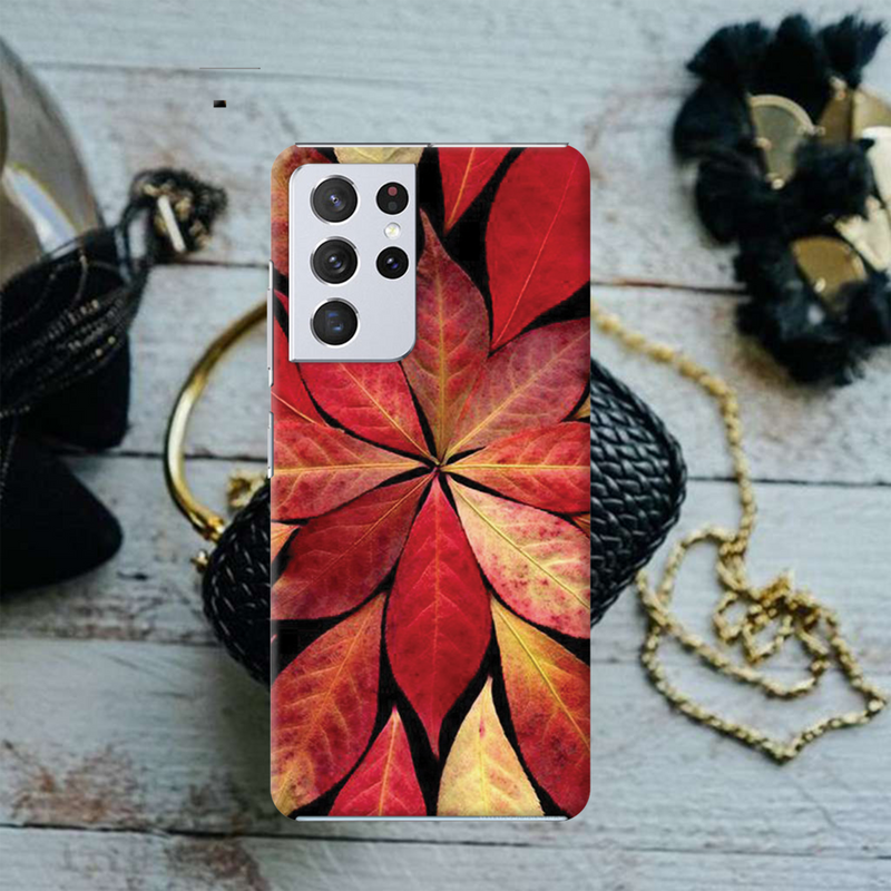 Red Leaf Printed Slim Cases and Cover for Galaxy S21 Ultra