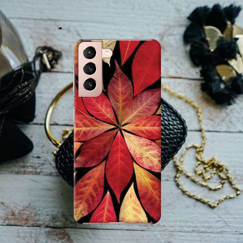 Red Leaf Printed Slim Cases and Cover for Galaxy S21